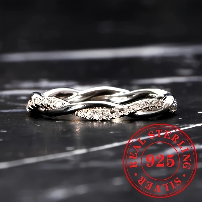 925 Sterling Silver Classic Cross Wrapped Synthetic Zirconia Ring